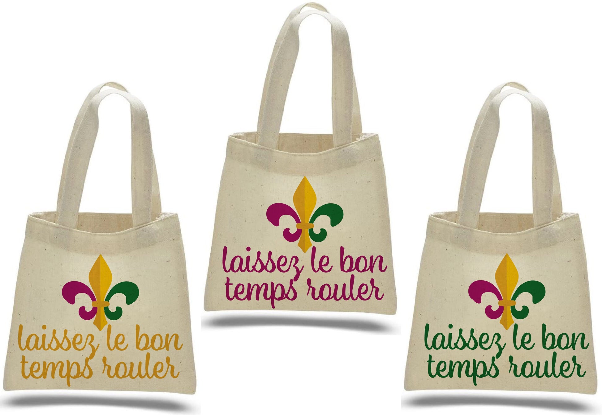 3 Fleur De Lis Mardi Gras Cotton Treat Bags
