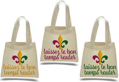3 Fleur De Lis Mardi Gras Cotton Treat Bags