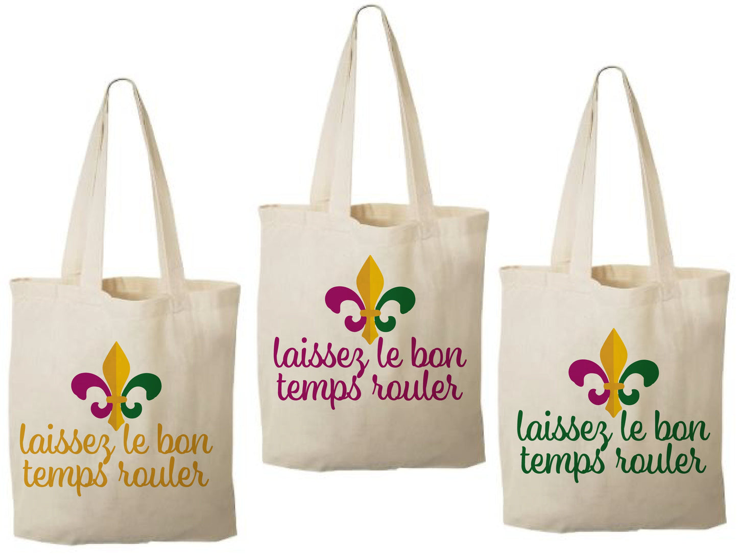 3 Fleur De Lis Mardi Gras Cotton Treat Bags