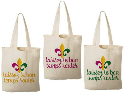 3 Fleur De Lis Mardi Gras Cotton Treat Bags