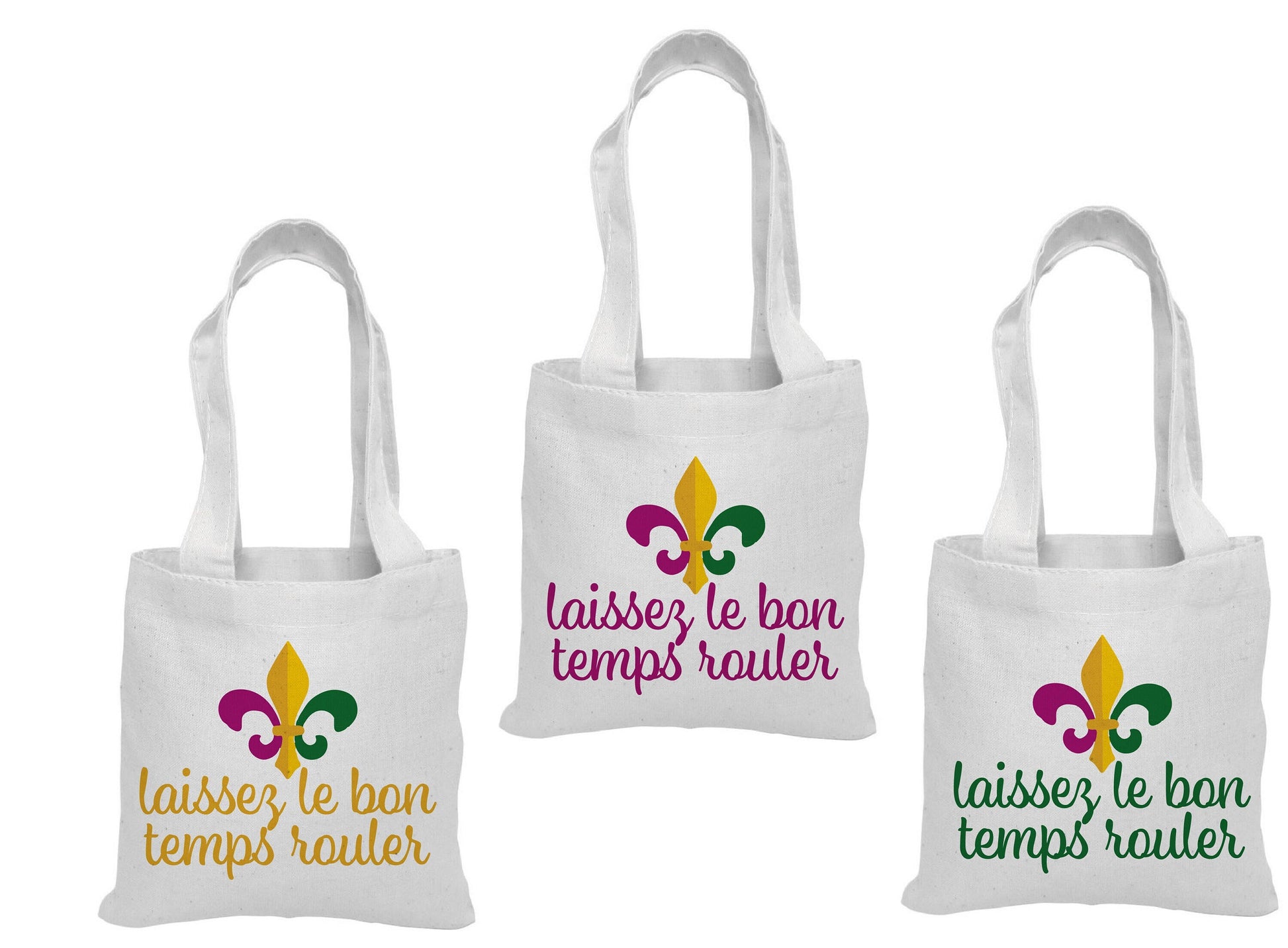 3 Fleur De Lis Mardi Gras Cotton Treat Bags