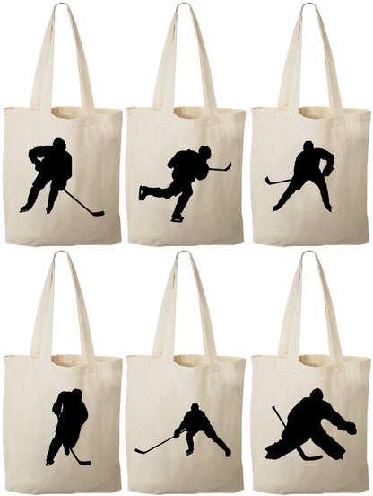 Hockey Party Favor Bags - Cotton Canvas, Team Celebration (Set of Six)