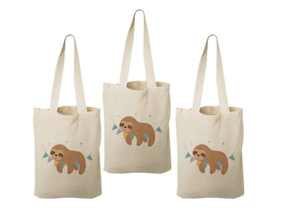 Sloth Party Favor Bags - Perfect for Sloth Themed Parties! - Cotton Party Bags with Handles