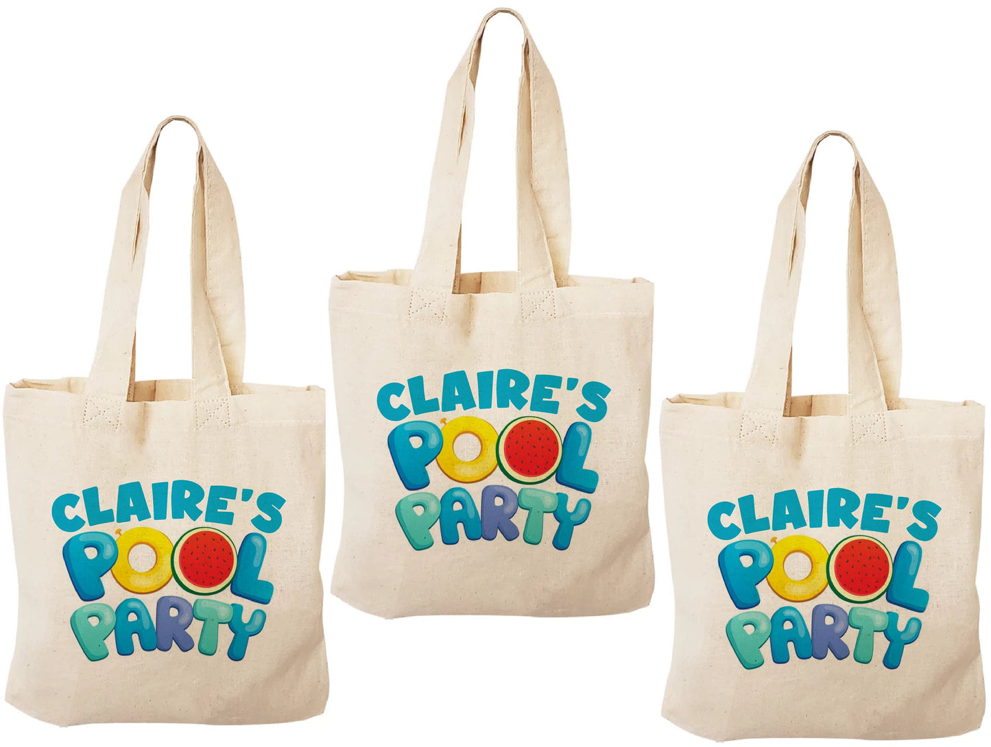 Personalized Pool Party Favor Bags - Set of Three Bags