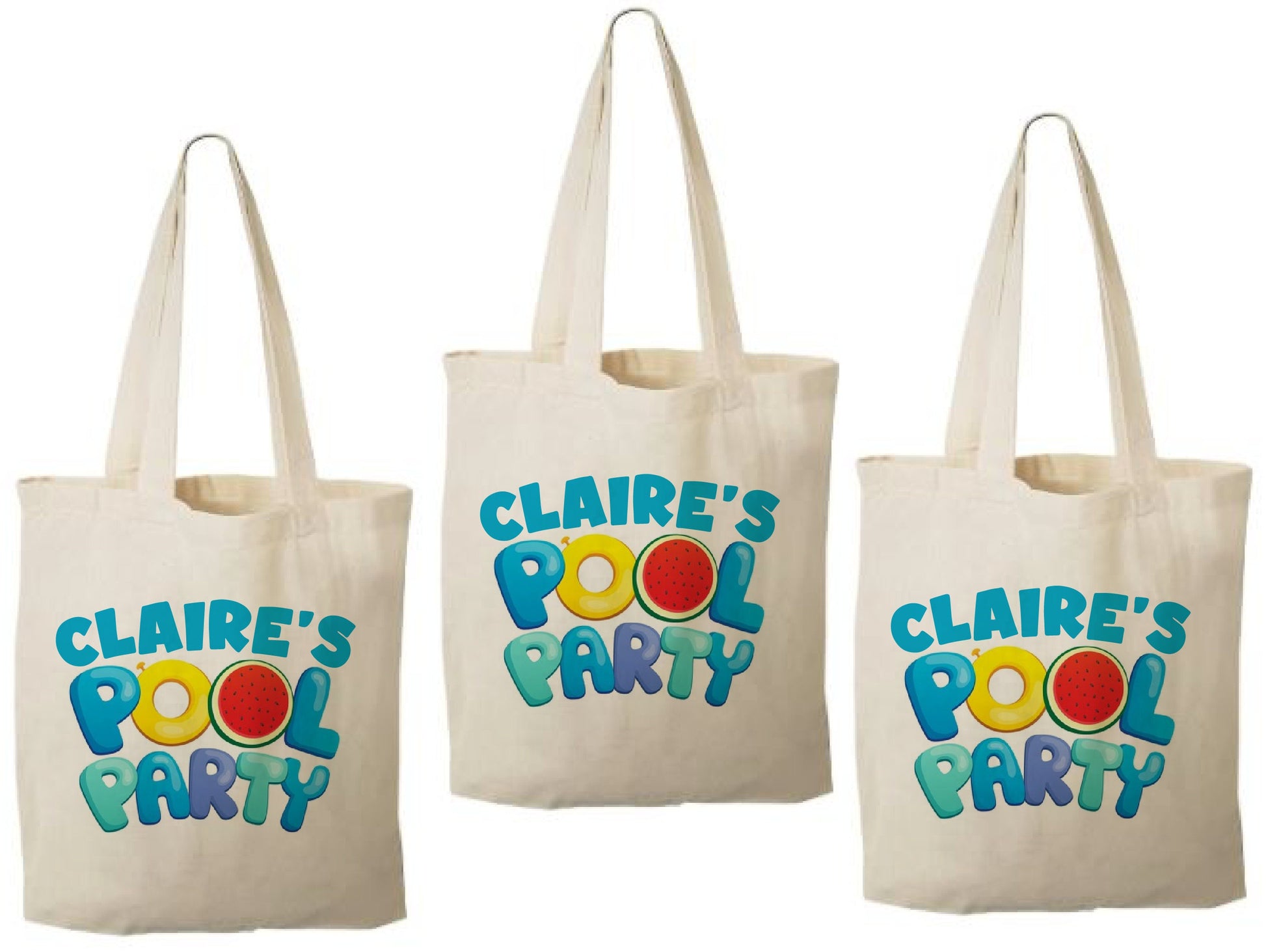 Personalized Pool Party Favor Bags - Set of Three Bags