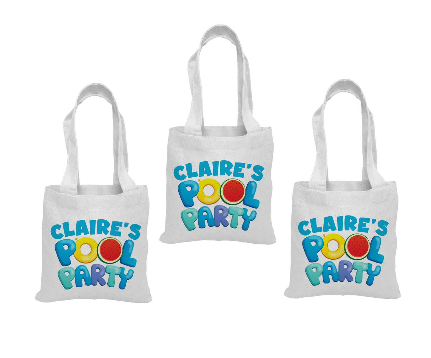 Personalized Pool Party Favor Bags - Set of Three Bags