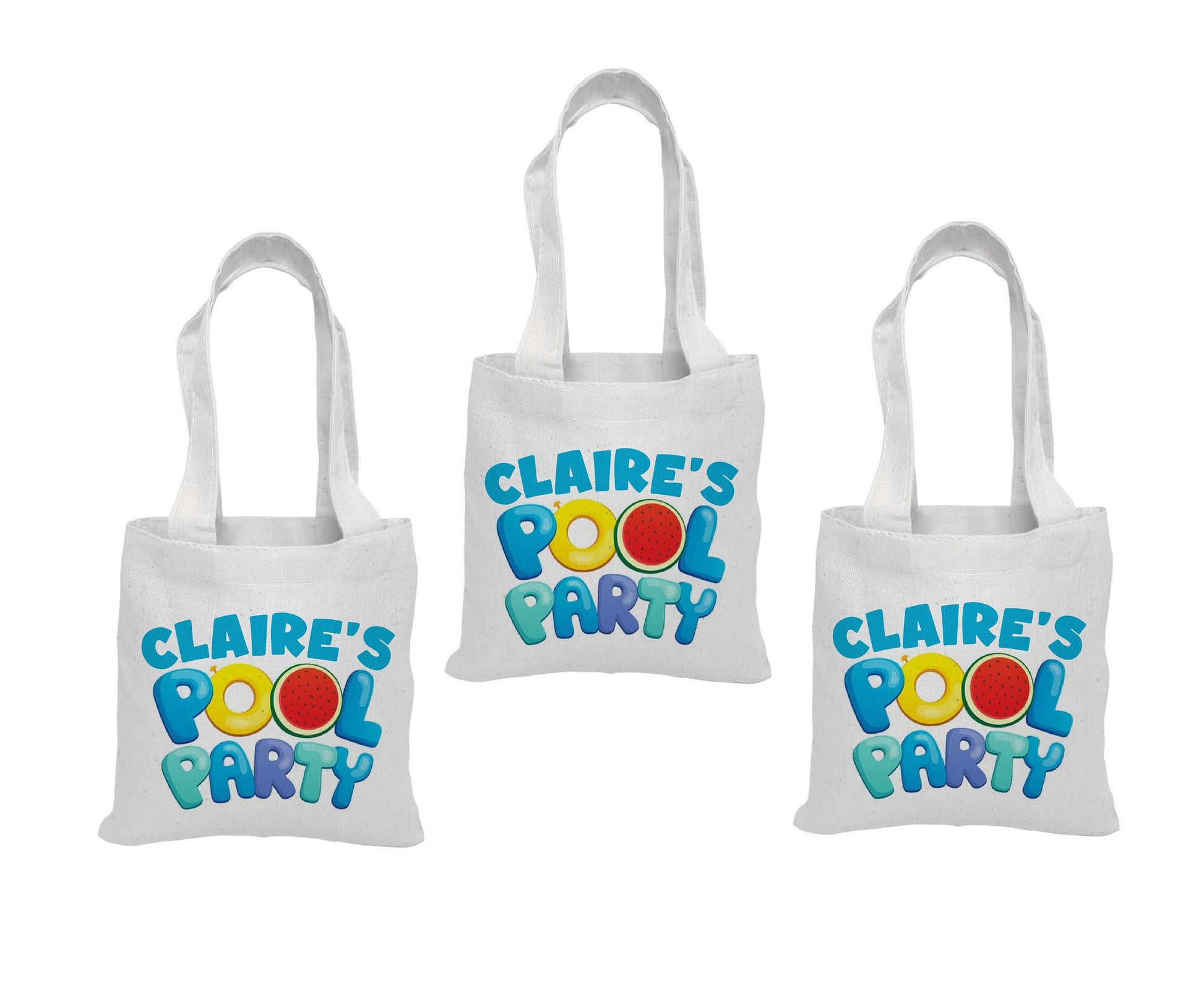 Personalized Pool Party Favor Bags - Set of Three Bags