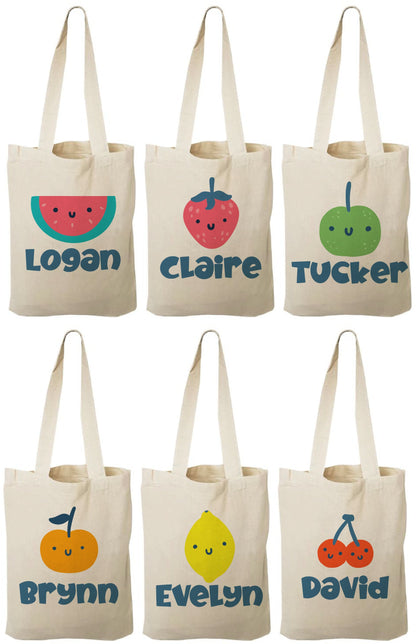 Custom Fruit Party Favor Bags - Featuring Guest's Names - Set of Six Bags - Perfect for Fruit Themed Parties and Events!