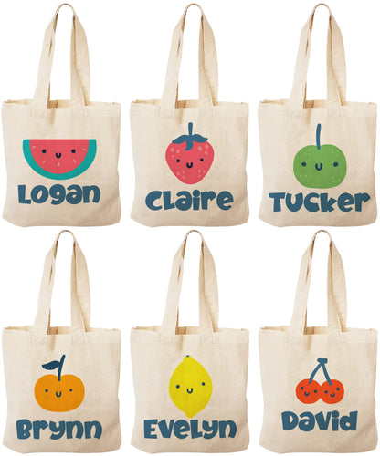 Custom Fruit Party Favor Bags - Featuring Guest's Names - Set of Six Bags - Perfect for Fruit Themed Parties and Events!