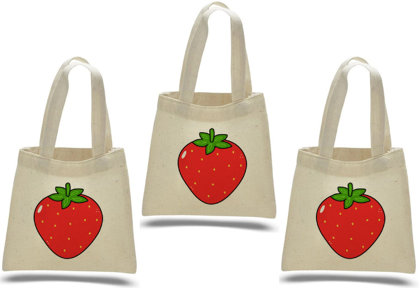Strawberry Cotton Treat Bags, Set of 3, Party Favors