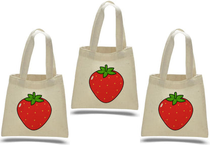 Strawberry Cotton Treat Bags, Set of 3, Party Favors