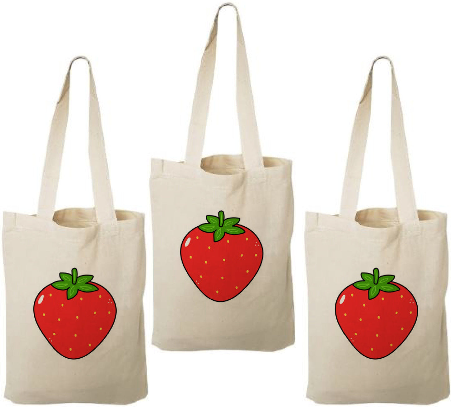 Strawberry Cotton Treat Bags, Set of 3, Party Favors