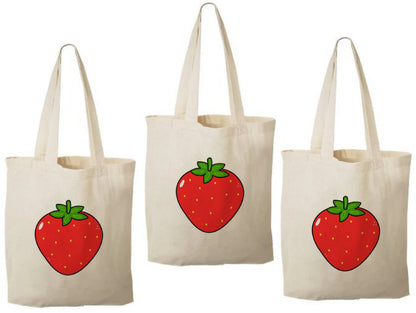 Strawberry Cotton Treat Bags, Set of 3, Party Favors