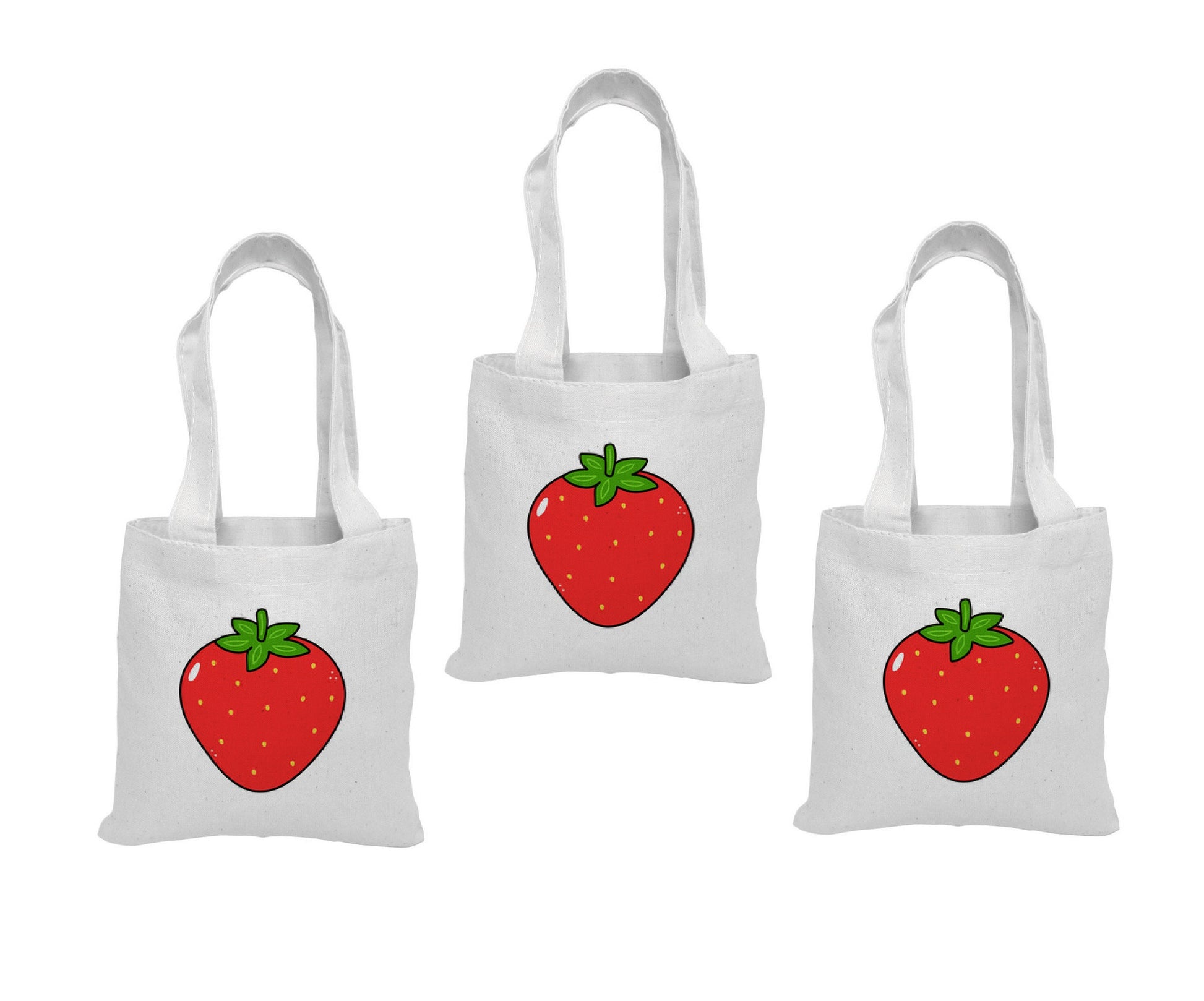 Strawberry Cotton Treat Bags, Set of 3, Party Favors