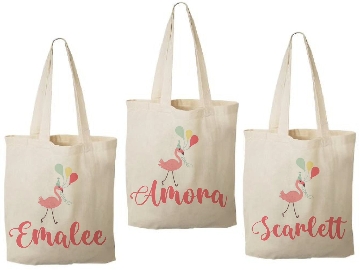 Flamingo Party Favor Bags - Set of Three Bags - Personalized
