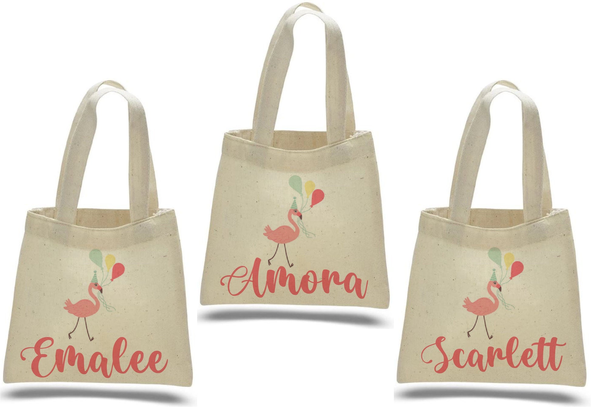 Flamingo Party Favor Bags - Set of Three Bags - Personalized