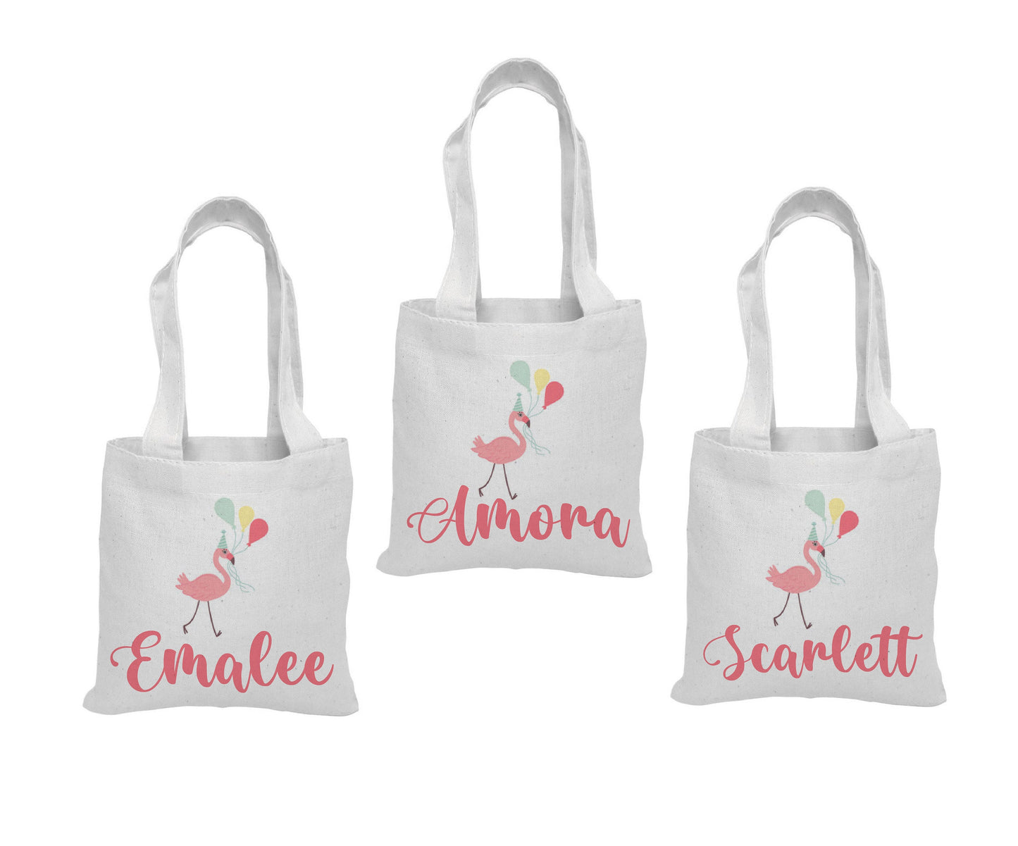 Flamingo Party Favor Bags - Set of Three Bags - Personalized