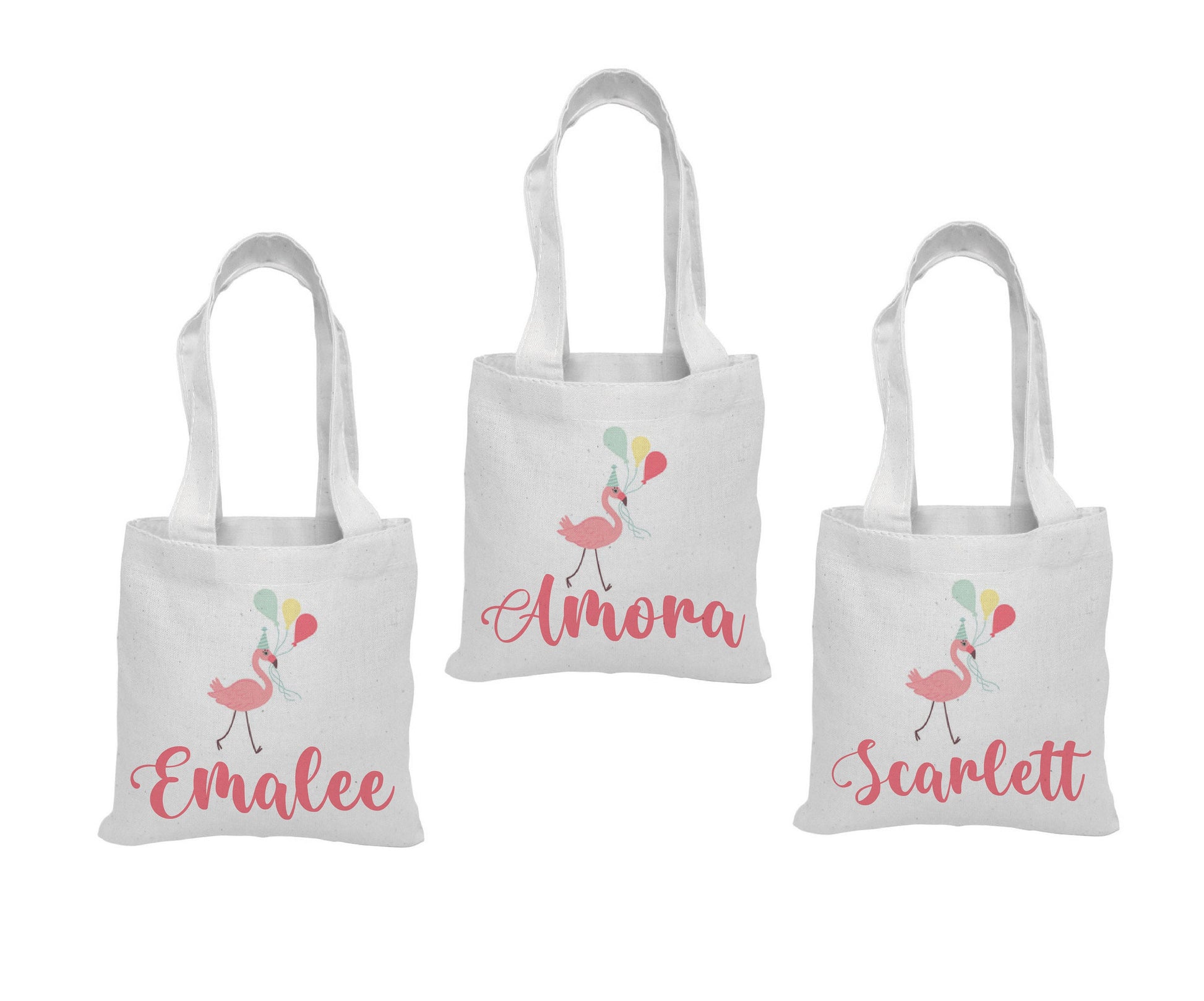 Flamingo Party Favor Bags - Set of Three Bags - Personalized