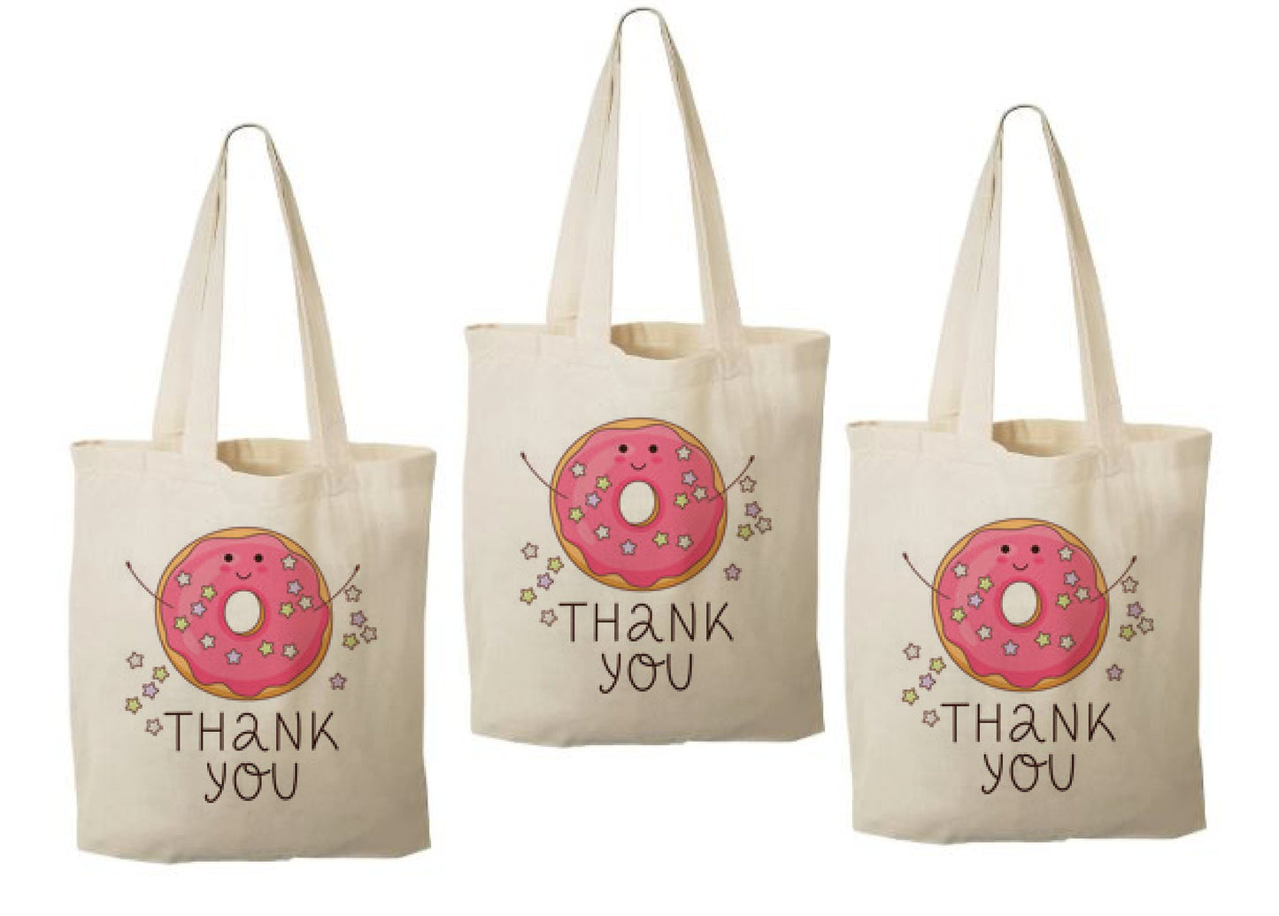 Donut Party Favor Bags - Perfect for Donut Themed Parties & Events - Donut Thank You Bags - Set of Three Bags