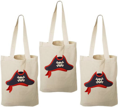 Pirate Party Favor Bags - Perfect for Pirate Theme Parties! - Cotton Party Bags with Handles - Reusable
