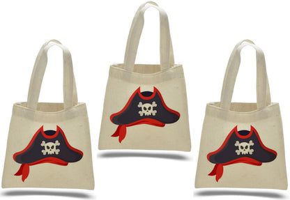 Pirate Party Favor Bags - Perfect for Pirate Theme Parties! - Cotton Party Bags with Handles - Reusable