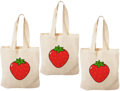 Strawberry Cotton Treat Bags, Set of 3, Party Favors