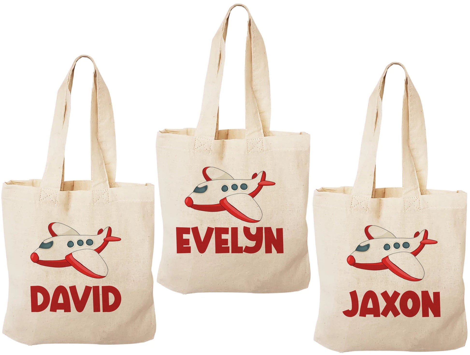 Personalized Airplane Party Favor Bags - Set of Three Bags