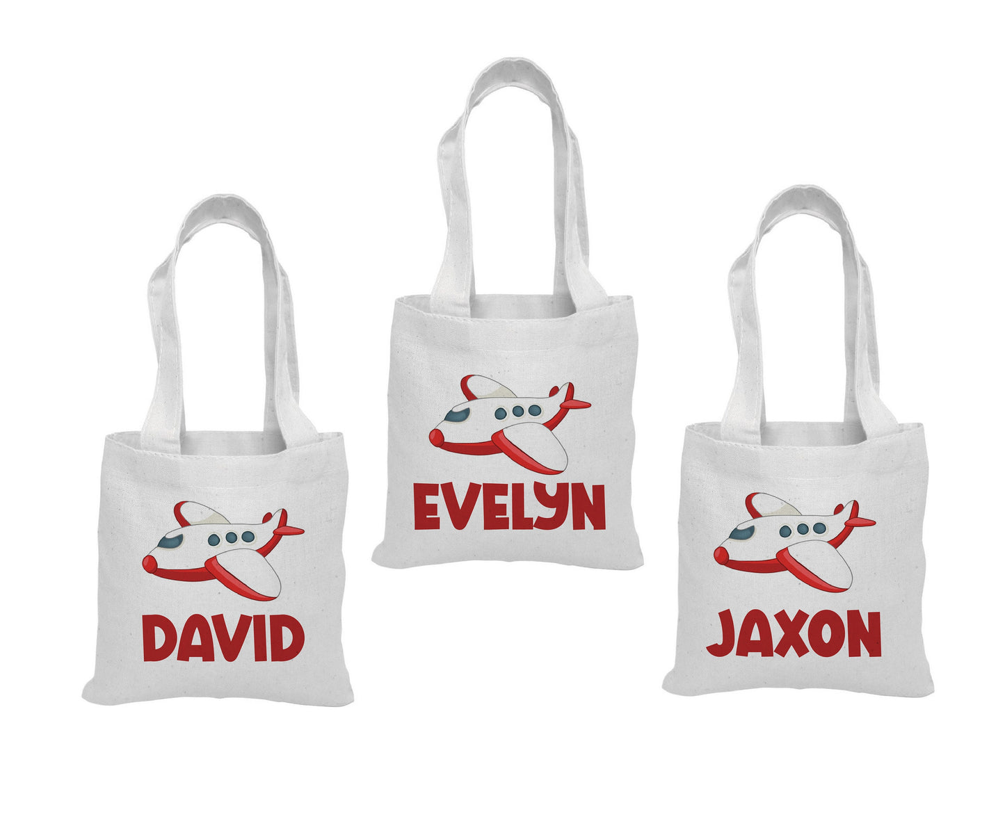 Personalized Airplane Party Favor Bags - Set of Three Bags