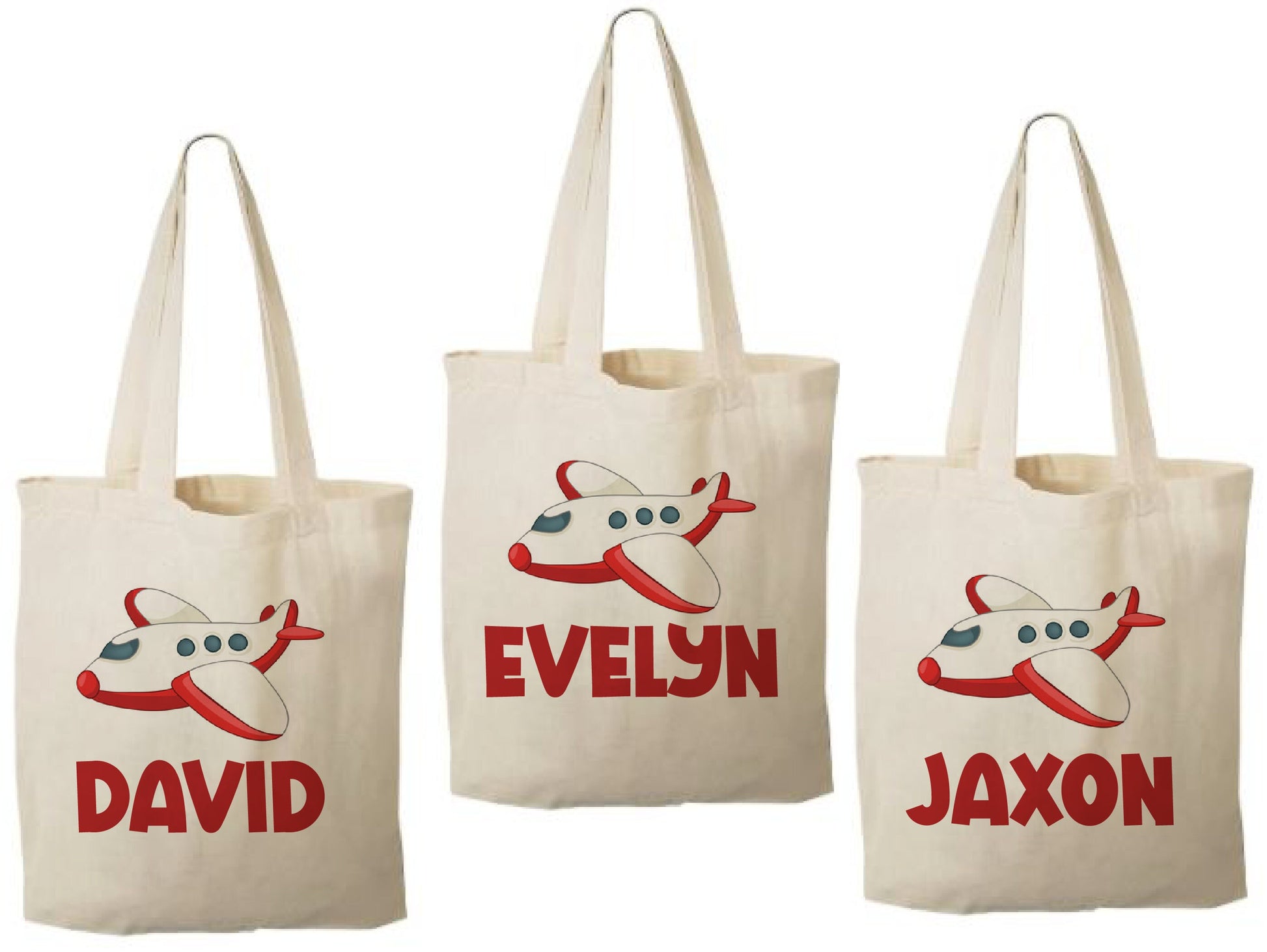 Personalized Airplane Party Favor Bags - Set of Three Bags