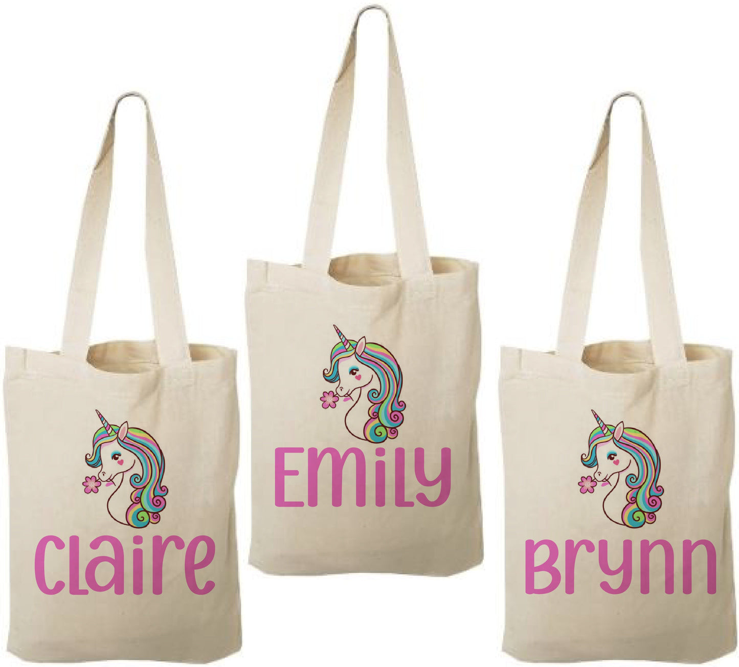 Personalized Unicorn Party Favor Bags - Set of Three Bags