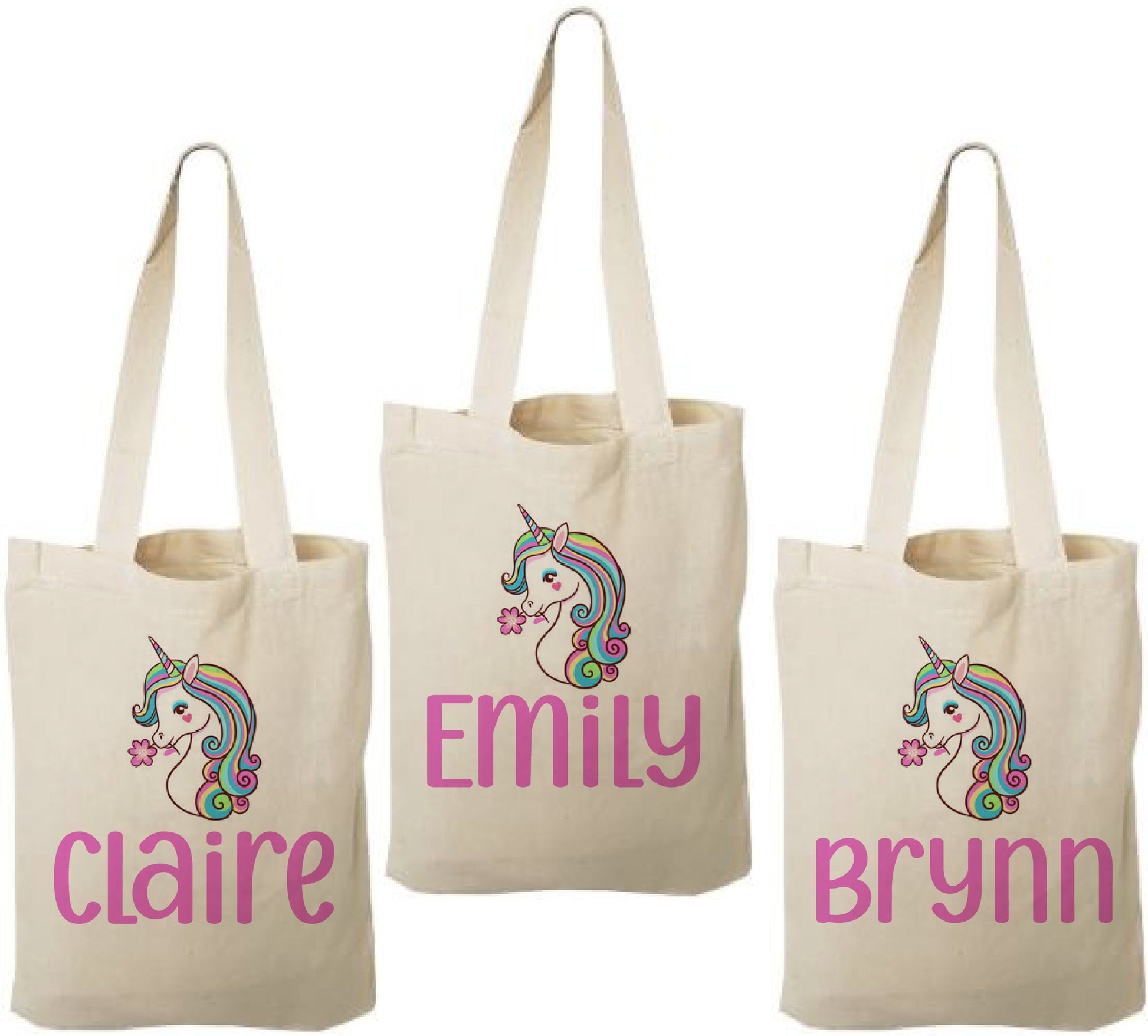 Personalized Unicorn Party Favor Bags - Set of Three Bags
