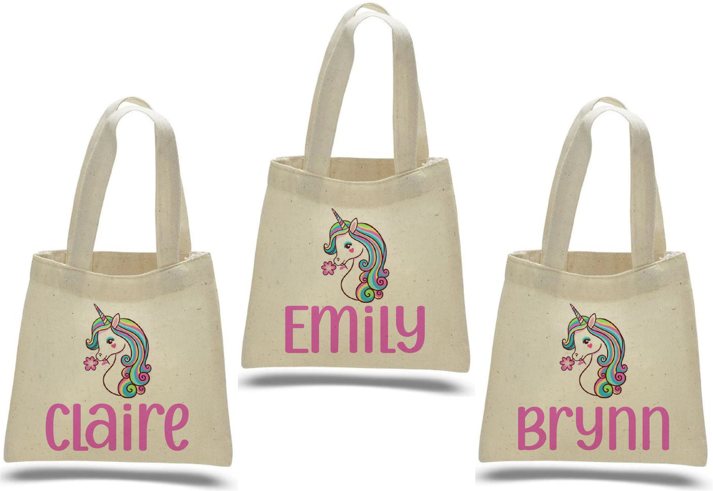 Personalized Unicorn Party Favor Bags - Set of Three Bags