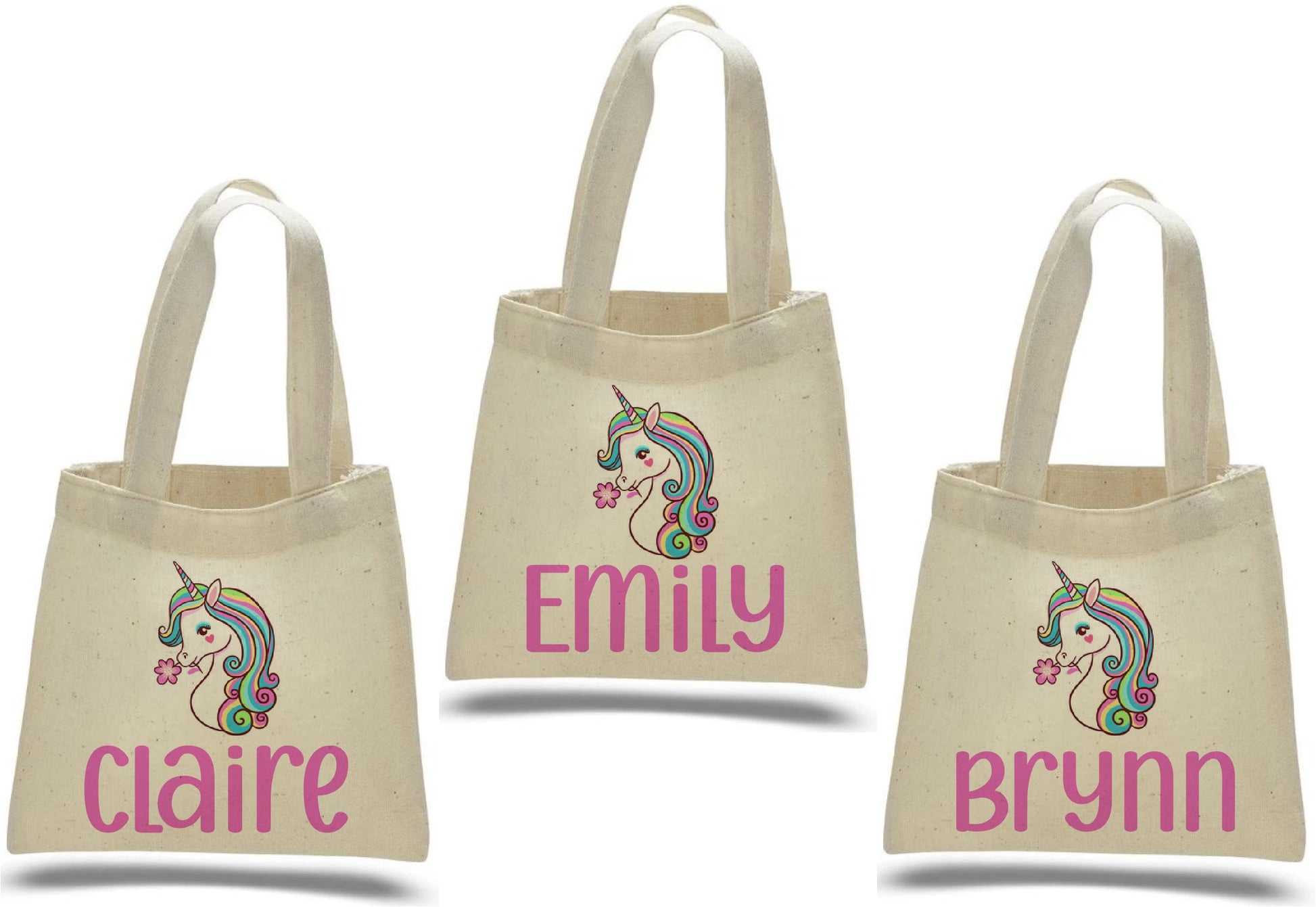 Personalized Unicorn Party Favor Bags - Set of Three Bags
