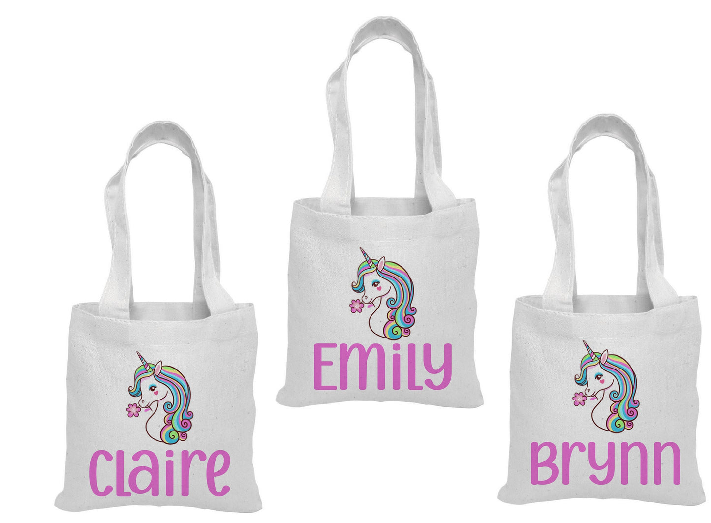 Personalized Unicorn Party Favor Bags - Set of Three Bags