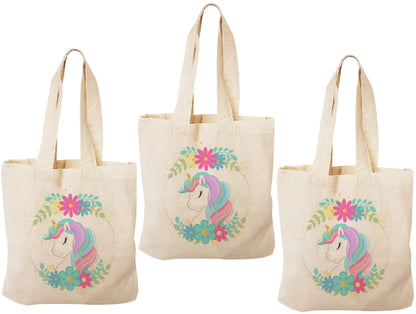 Unicorn Party Favor Bags – Set of 3 Reusable Canvas Goodie Bags