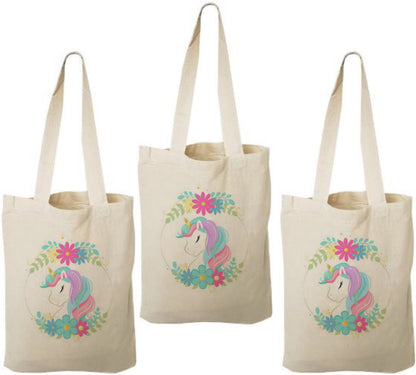 Unicorn Party Favor Bags – Set of 3 Reusable Canvas Goodie Bags