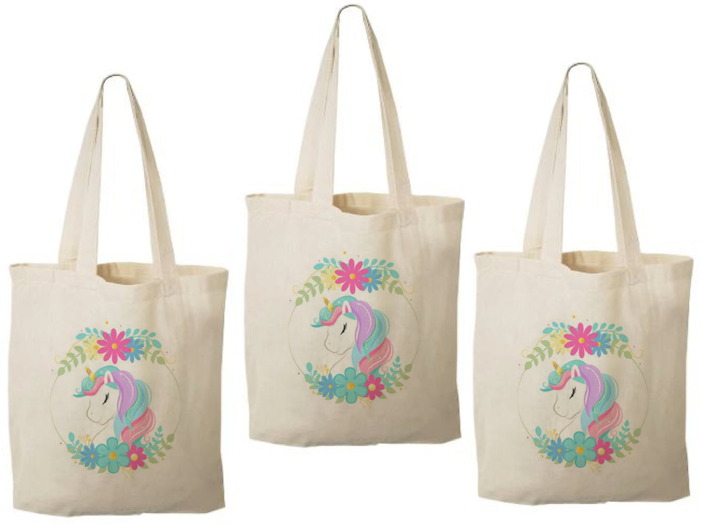 Unicorn Party Favor Bags – Set of 3 Reusable Canvas Goodie Bags
