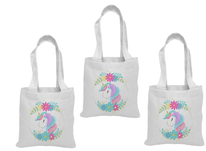 Unicorn Party Favor Bags – Set of 3 Reusable Canvas Goodie Bags