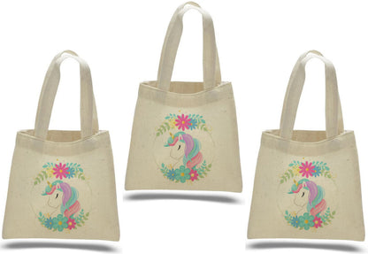 Unicorn Party Favor Bags – Set of 3 Reusable Canvas Goodie Bags