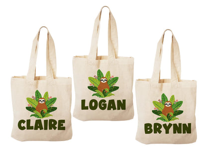 Custom Sloth Party Favor Bags - Set of Three Bags