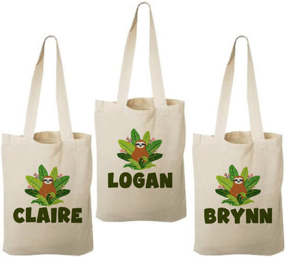 Custom Sloth Party Favor Bags - Set of Three Bags
