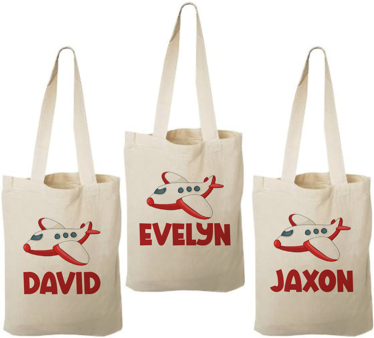 Personalized Airplane Party Favor Bags - Set of Three Bags