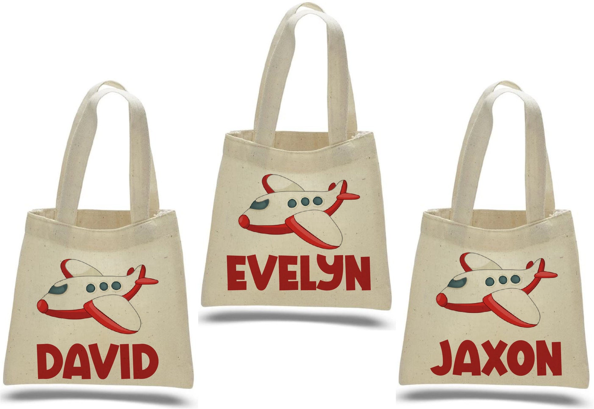 Personalized Airplane Party Favor Bags - Set of Three Bags