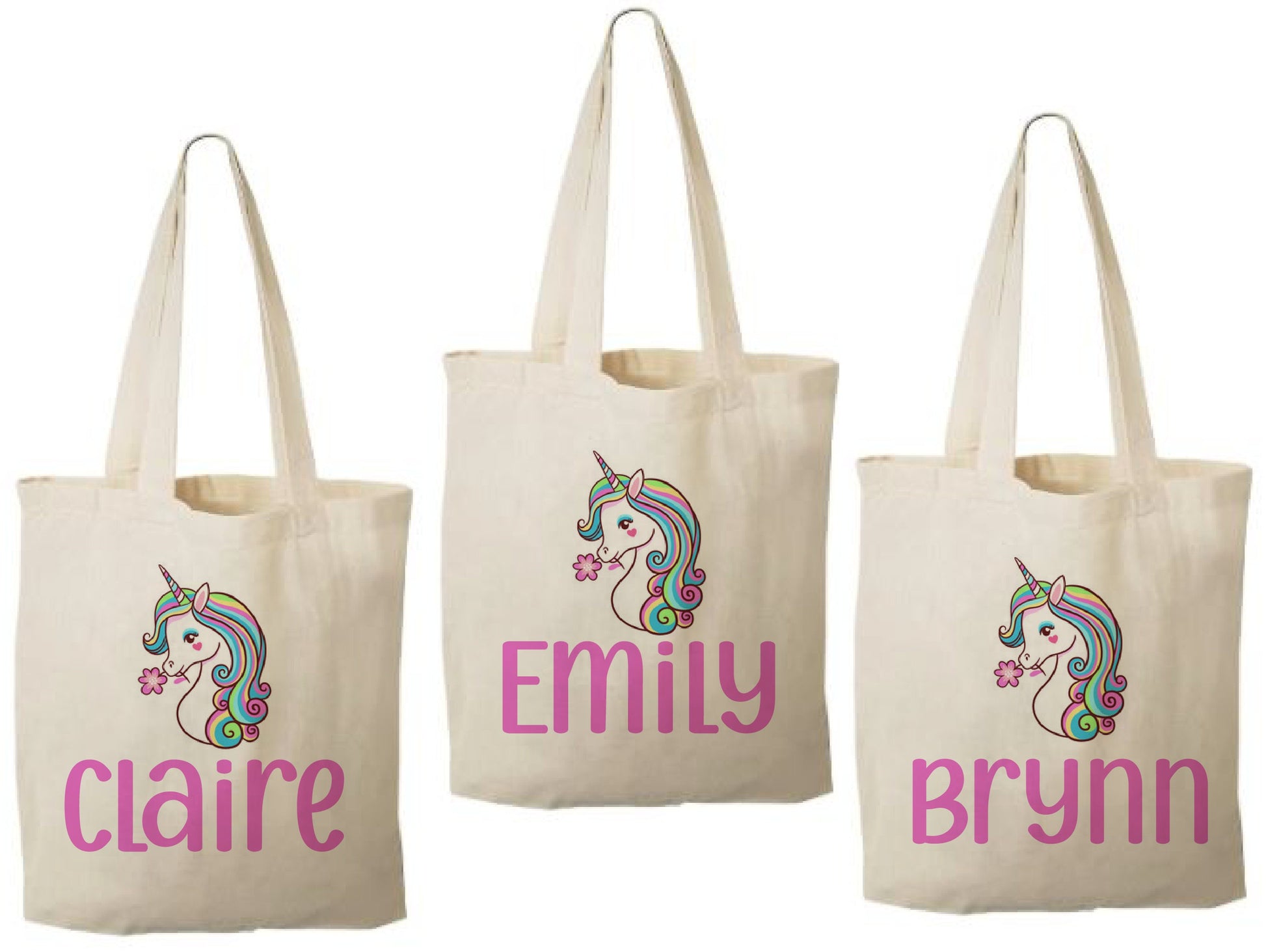 Personalized Unicorn Party Favor Bags - Set of Three Bags