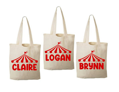 Circus Treat Bags: Carnival Party Favor, Personalized Cotton Bags (Set of 3)