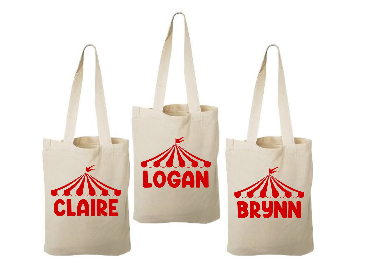 Circus Treat Bags: Carnival Party Favor, Personalized Cotton Bags (Set of 3)