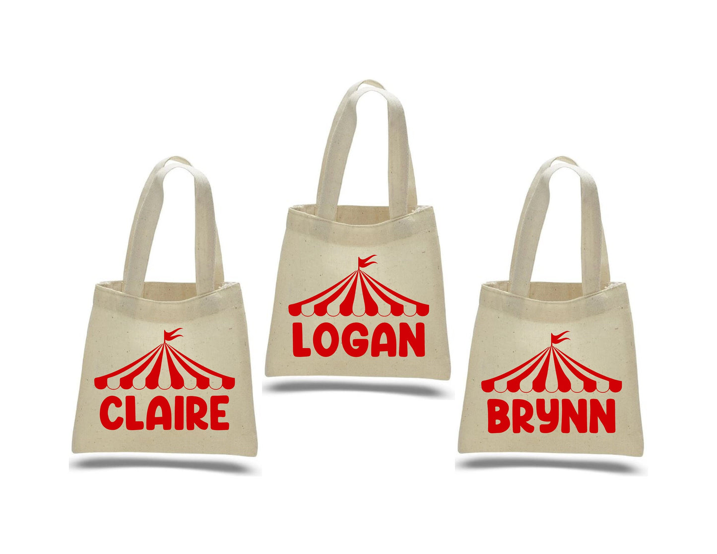 Circus Treat Bags: Carnival Party Favor, Personalized Cotton Bags (Set of 3)