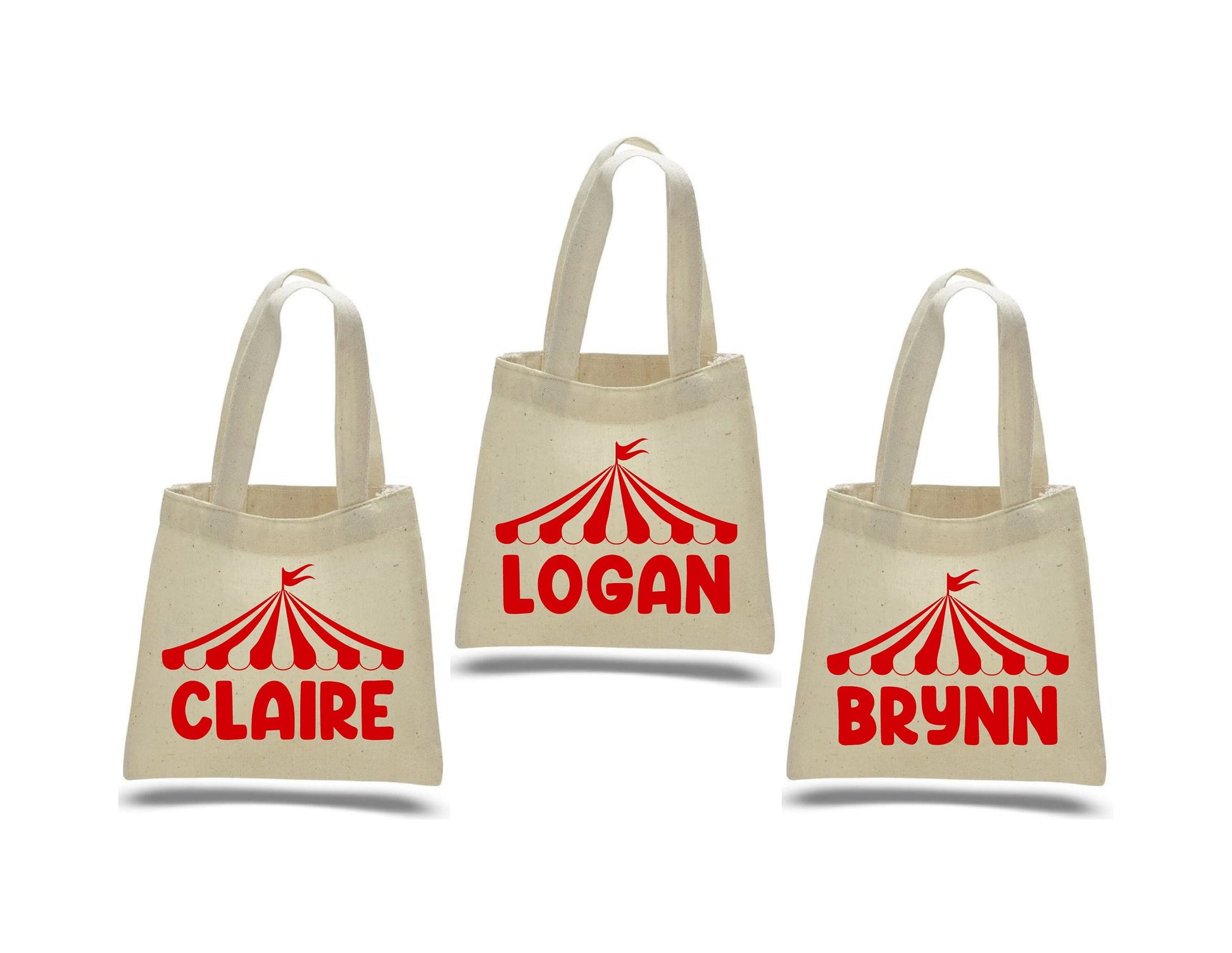 Circus Treat Bags: Carnival Party Favor, Personalized Cotton Bags (Set of 3)