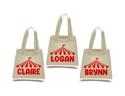 Circus Treat Bags: Carnival Party Favor, Personalized Cotton Bags (Set of 3)