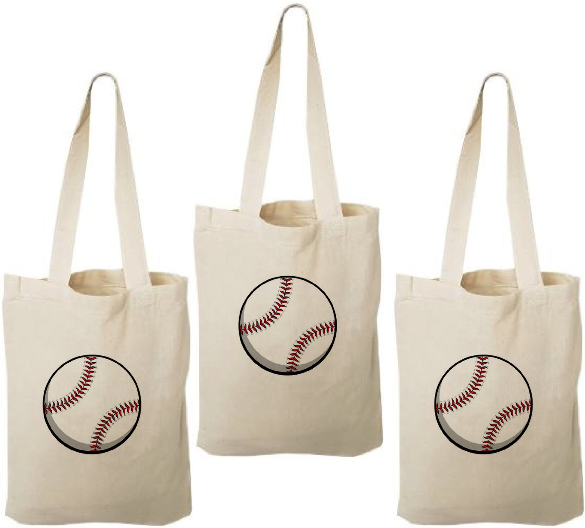Baseball Party Favor Bags – Team Canvas Goodie Tote, Set of Three